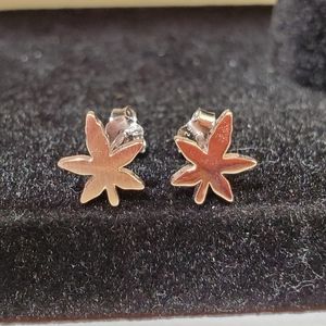 Sterling silver dainty cannabis leaf earrings